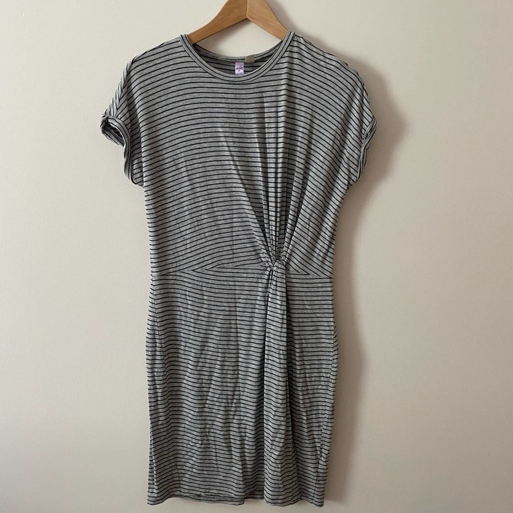 Alya Casual grey with thin black striped dress - Womens medium